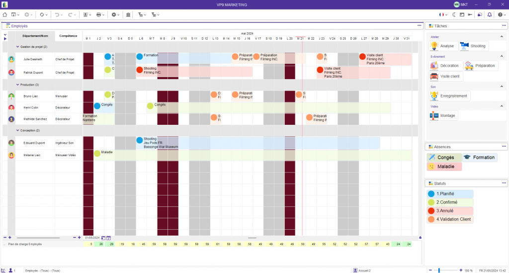 Schedule your activities and your project with Planning view.